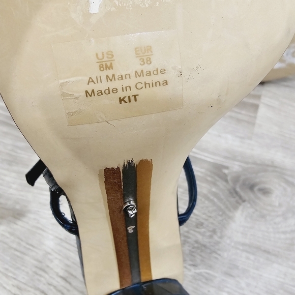 NEW Sam Edelman Kit Block Heel Blue Sandals - Picture 6 of 8